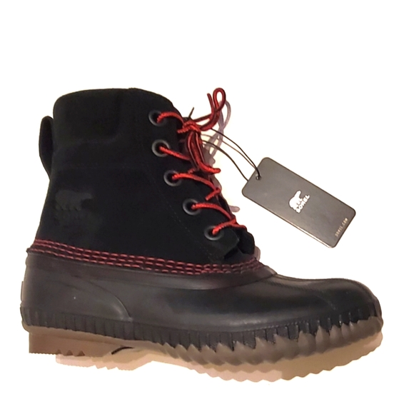 New SOREL Cheyanne II Youth Black/Mountain Red Waterproof Duck Boots 4 NIB - Picture 3 of 11